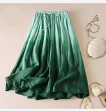 Ocean Gradient Ramie Cotton Linen Drawstring Skirt