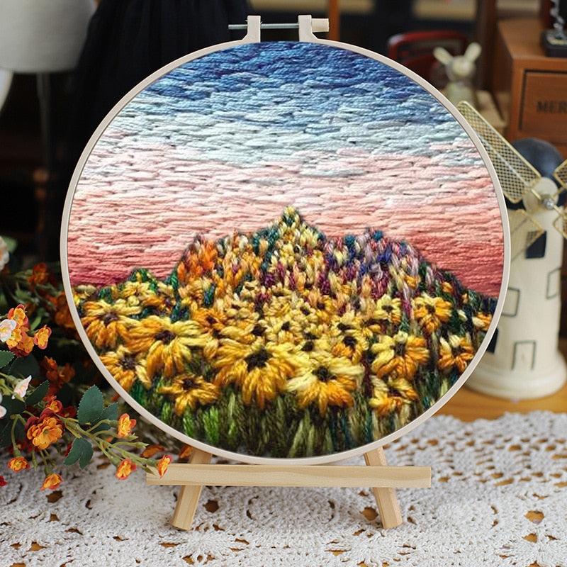 DIY Floral Landscapes Beginner Embroidery Set With Hoop DIY Craft Kits