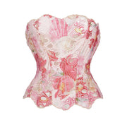 Vintage Mermaid Corset Top Double Lace Layered Boned Bustiers