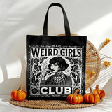W-Weird G-Girls Club Storage Bags Double-Sided Print Canvas Tote Bag Large Capacity Shopping Bag