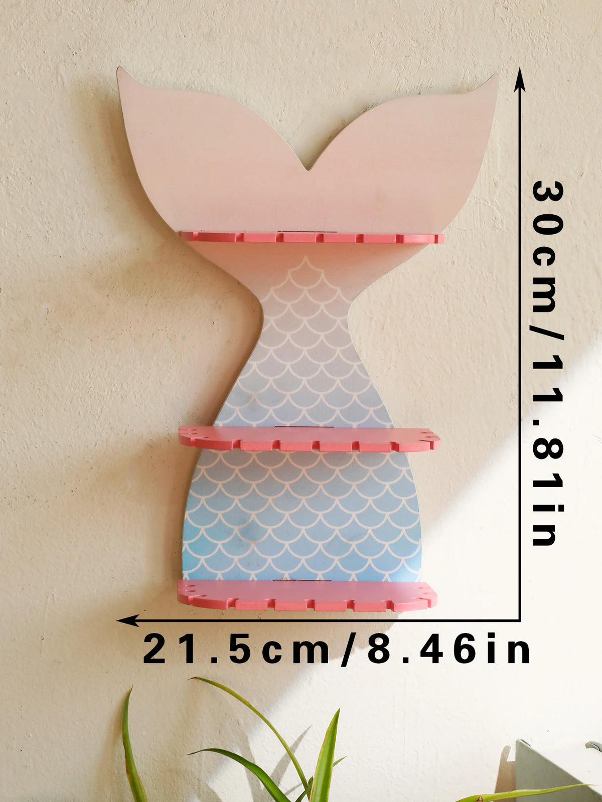 3 Tier Mermaid Tail Wall Floating Wall Shelf Jewellery Hair Accessories Display Shelves
