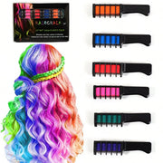 Sets of 6 Hair Chalk Combs Temporary Hair Colour Washable Hair Dye