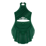 Girls Dance Performance Rhinestone Fringed Dress Figure Ice Skating Dancewear
