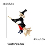 Halloween Flying Broom Witch Hat Brooches