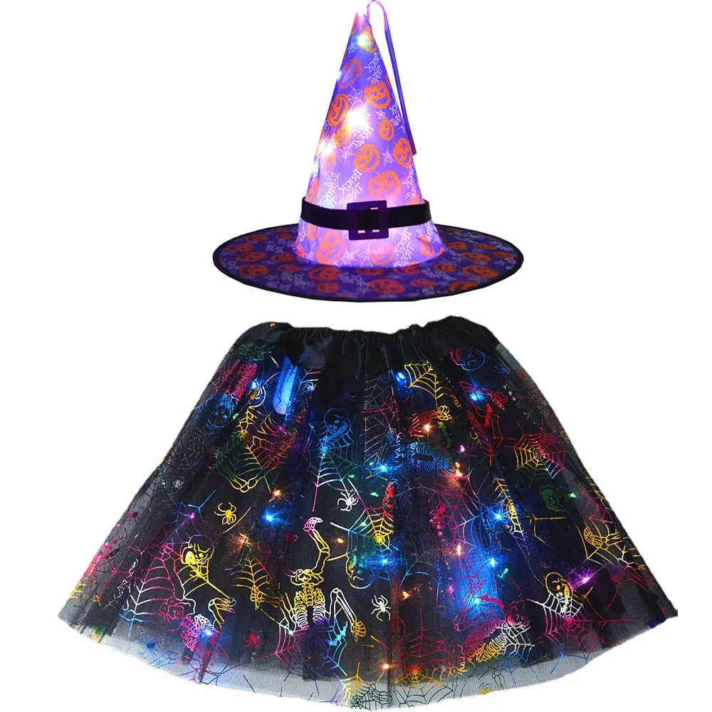 LED Witch Stars Tutu Skirt Glow Party Costumes Halloween
