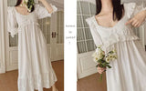 Summer Cotton Women's Sleepwear Antique French Style Lace Nightgown Nightdress