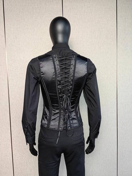 Vintage Circus Men's Boned Waistcoat Corset Vest Lace Up Burlesque Performance Stage Costume