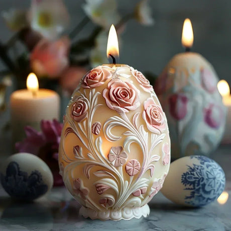 3D Easter Rabbit Relief Egg Silicone Mould Resin Candle Soap Plaster DIY Crafts