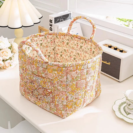 Floral Quilted Fabric Storage Bins with Handles Multi-Compartment Organiser William Morris