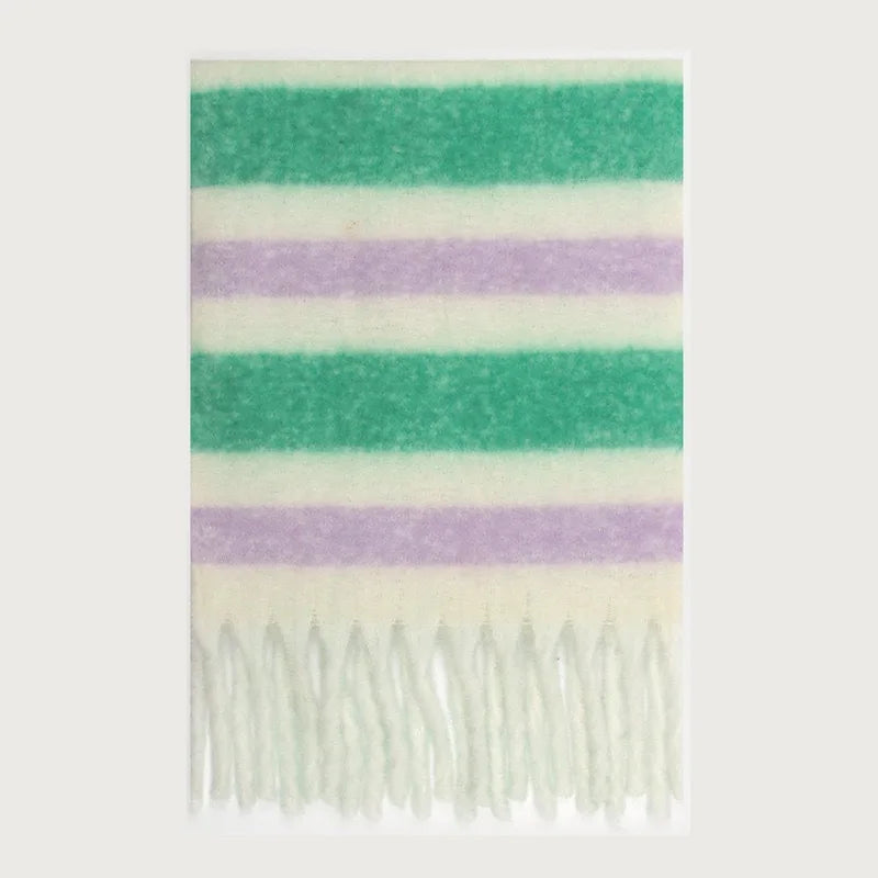 Colour Blocks Autumn Winter Plaid Scarves Imitation Cashmere Mohair