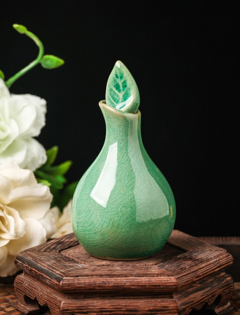 Leaf Cracked Glaze Essential Oil Pots 100ml Ceramic Aromatherapy Scented Home Decor Bottle