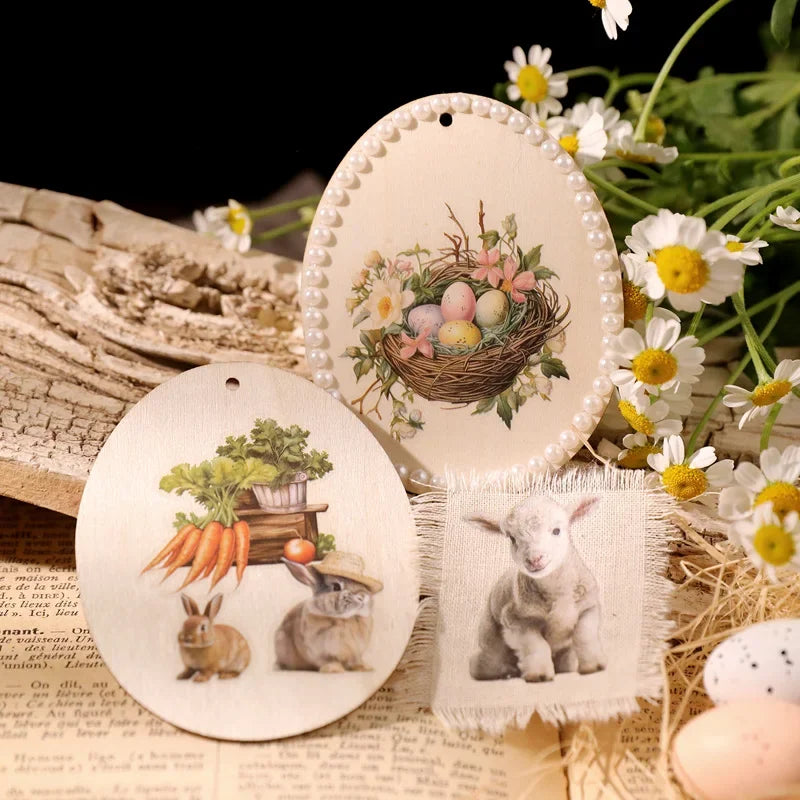 2 Sheet Easter RUB ON Transfer Stickers Cute Bunny Egg Flower Stickers DIY Scrapbooking Craft