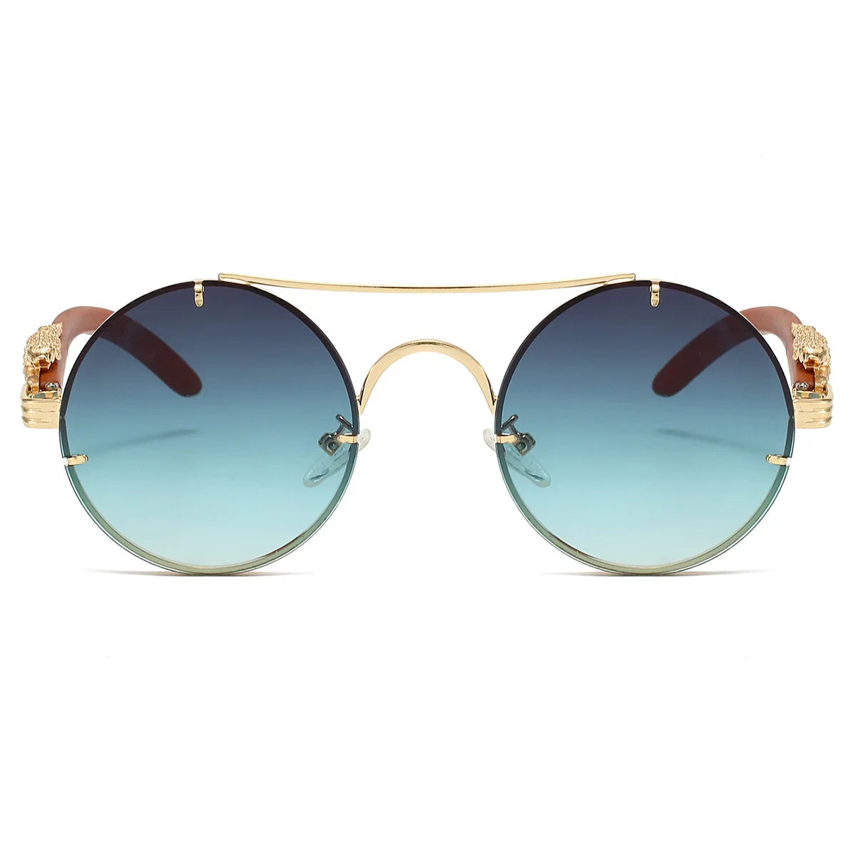 Round Retro Cape Sunglasses Double Bridge