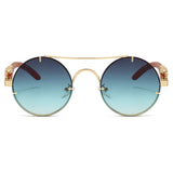 Round Retro Cape Sunglasses Double Bridge