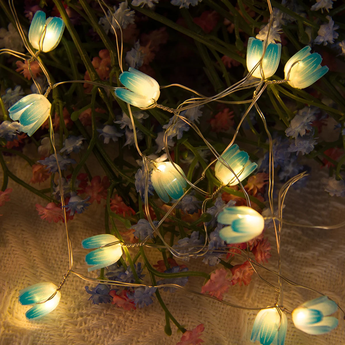 2m 20LED Tulip Flowers String Lights Fairy Twinkle Hanging LED String Lamp
