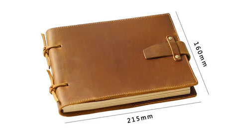 Stitched Genuine Leather Notebook 6 Colours Handmade Journal with Lock Blank Kraft Paper 200 Pages Sketchbook