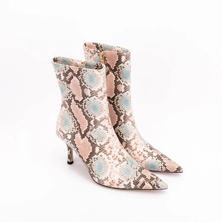 Sssseriously Ssssasssy Sssshort Boots Black Red Snake Ankle Boots