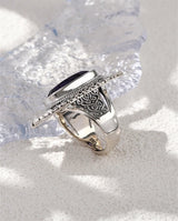 The Gypsy's Lantern S925 Sterling Silver Rings Natural Amethyst Yellow Crystal