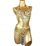 Beaded Sequins Belly Dancing Belt+Bra Samba Costumes