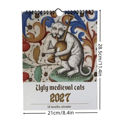 2027 Ugly Medieval Cats Wall Calendar 12 Months