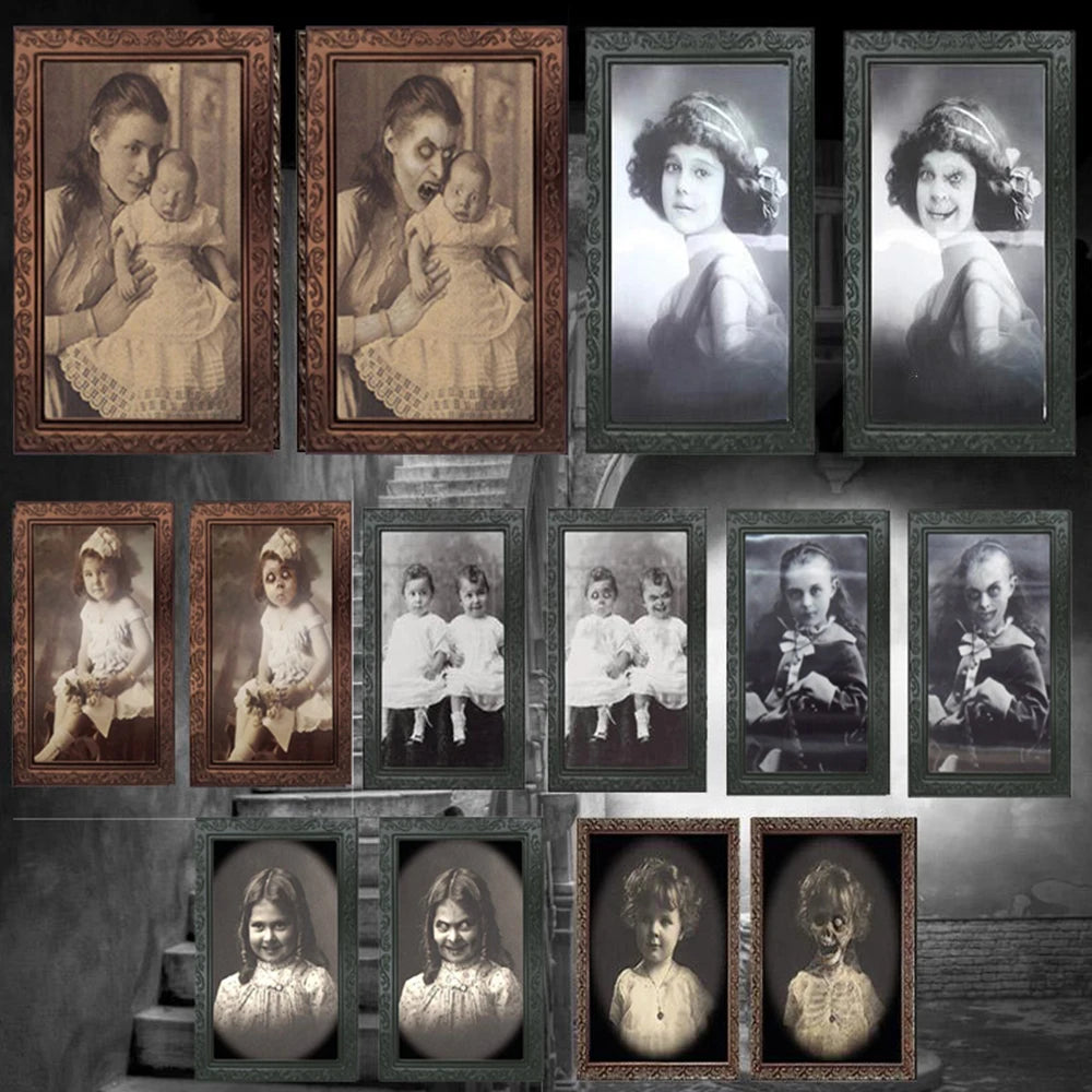 Horror Portraits Changing Face Ghost Halloween Decoration 3D Ghost Picture Frame