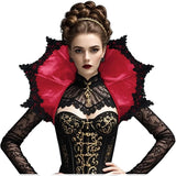 Black Red Velvet Victorian Collar Cape Gothic Vampire Cosplay Medieval Costume