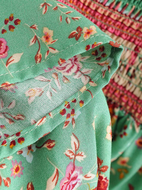Anahita Bohemian Floral Shirred Dress