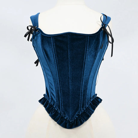 Delphine's Velvet Corset Over Bust Lace Up Boned Bodice 4 Colours