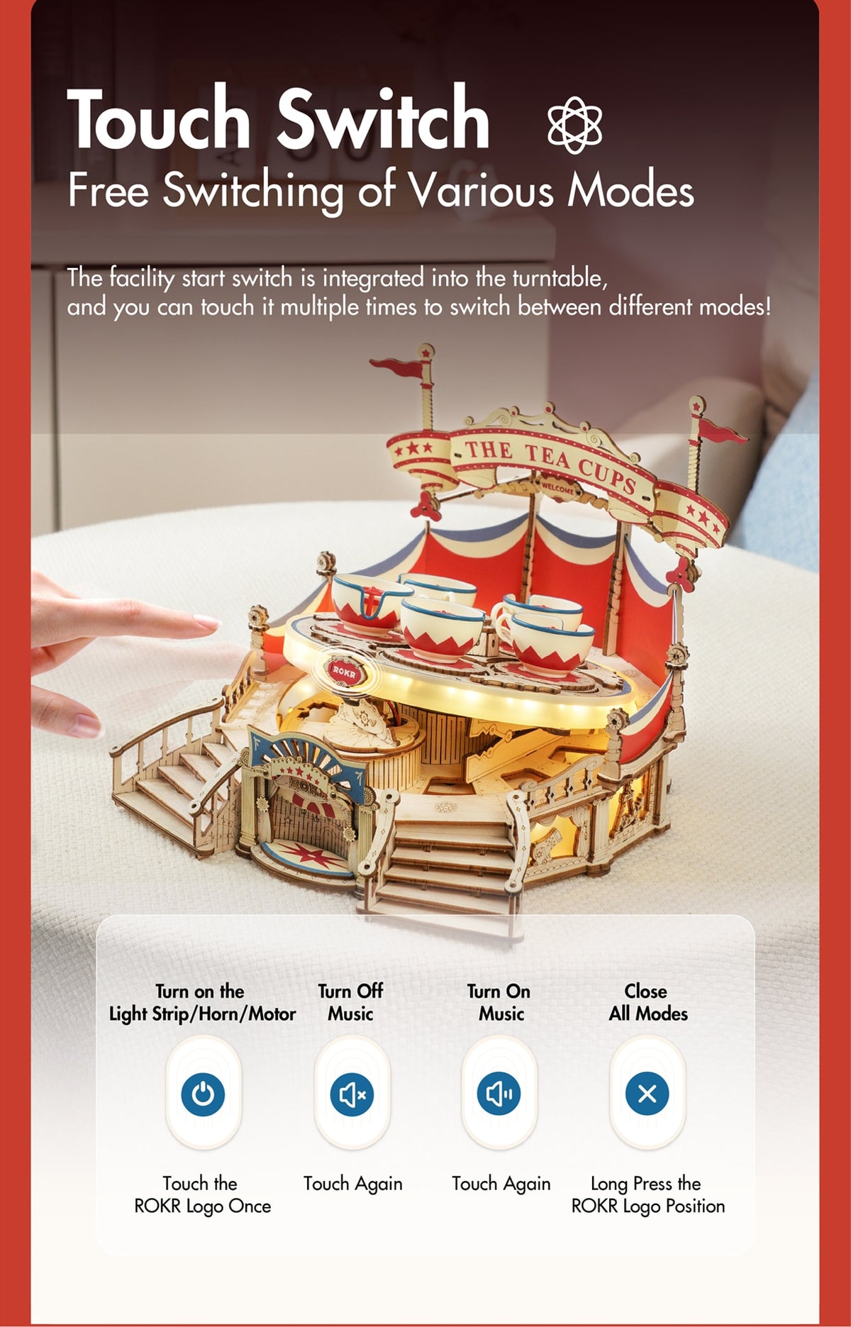 Tilt-A-Whirl Kit DIY Wooden Model Kit