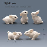 White Rabbits Resin Miniatures Easter Bunny Decoration Dollhouse Toys