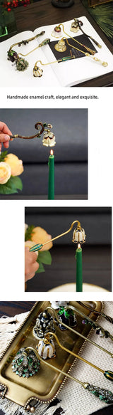 Candle Snuffers Enamel Diamonte Encrusted Long Handle Candle Extinguishers Home Decor