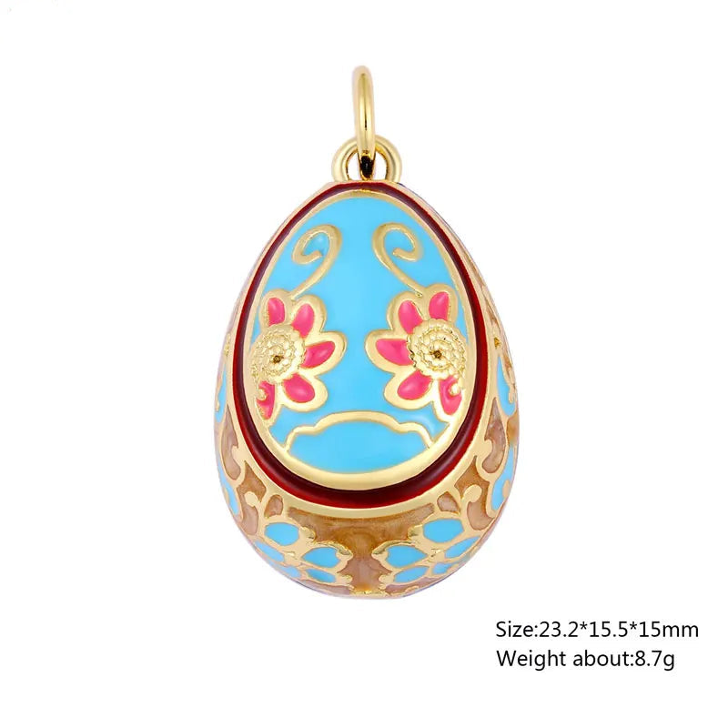 Enamel Easter Egg Pendants 18K Gold Plated Charms For DIY Earrings Necklaces Jewellery Making