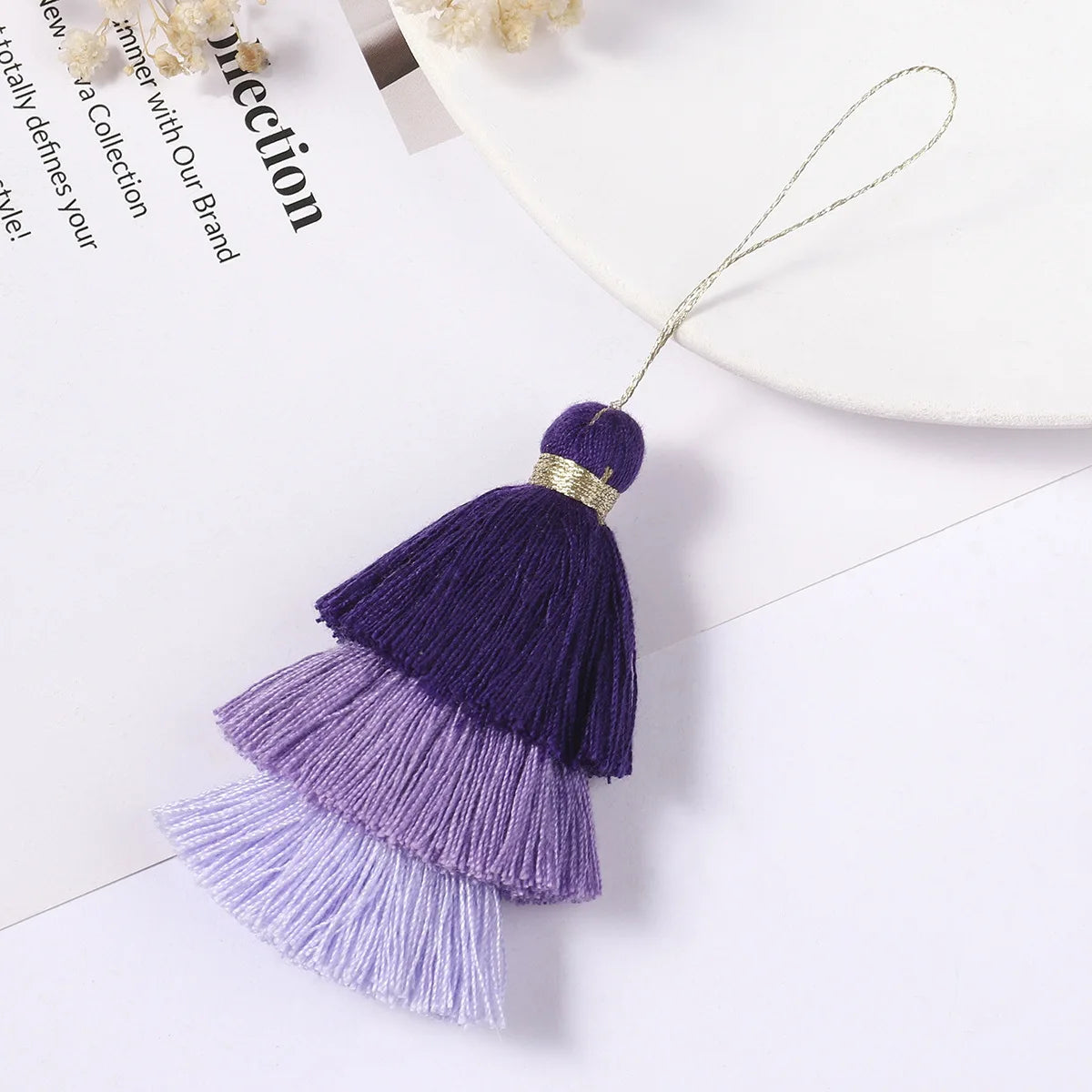 1/2pcs Cotton Tassels for Crafts Tri-Layered Tassels with Hanging Loop for Crafts Jewelry Making Bookmark Clothing  Accessories