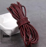 1/2/3/4/5/6/8mm 2 meter Red Coffee Genuine Leather Cord Flat/Round Rope DIY Jewellery Making