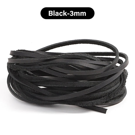 Flat Genuine Leather Cord Rope 3/5mm