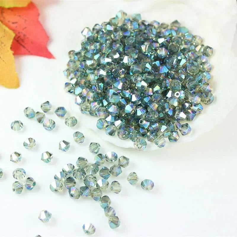 3/4/6mm Rainbow Austria Bicone Crystal Beads AB Colour Faceted Glass Beads for DIY Jewellery Making
