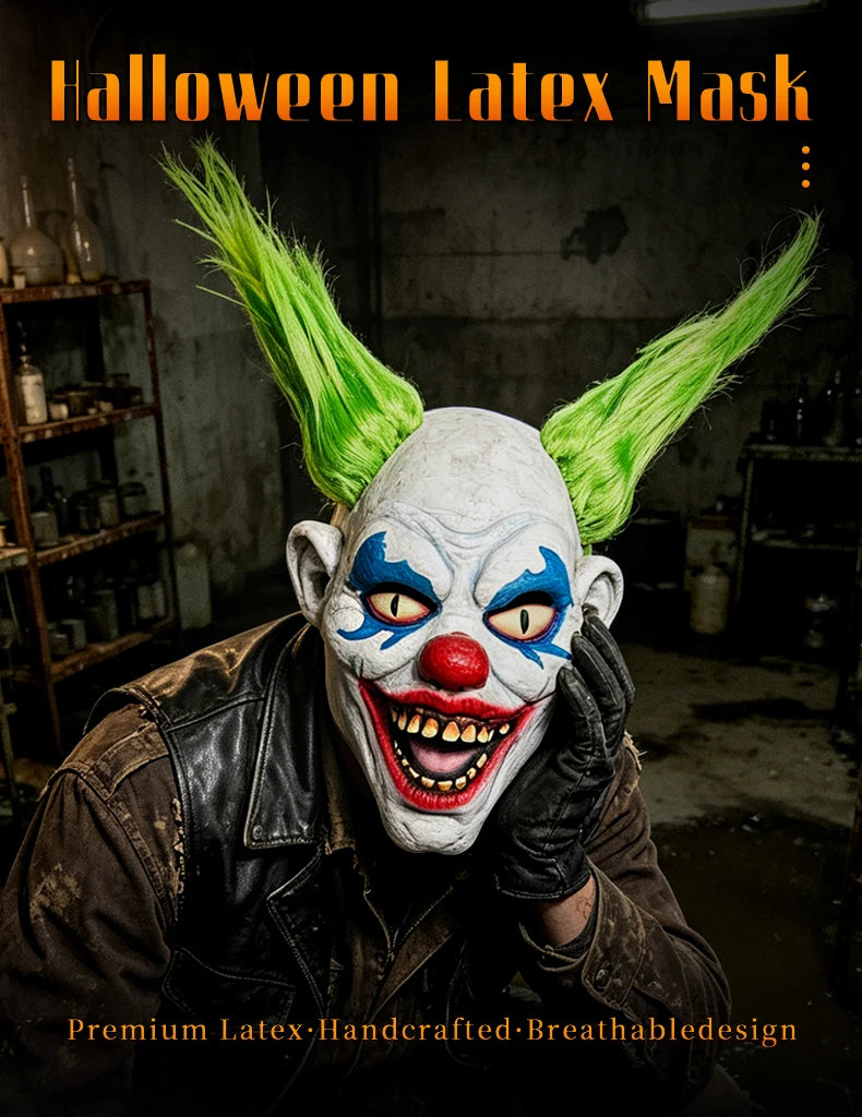 Scary Clown Latex Mask Halloween Cosplay Costume Accessories Props Movie Horror Mask