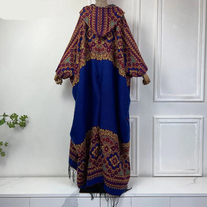 Boho Long Hooded Winter Cloak Cardigan Coat