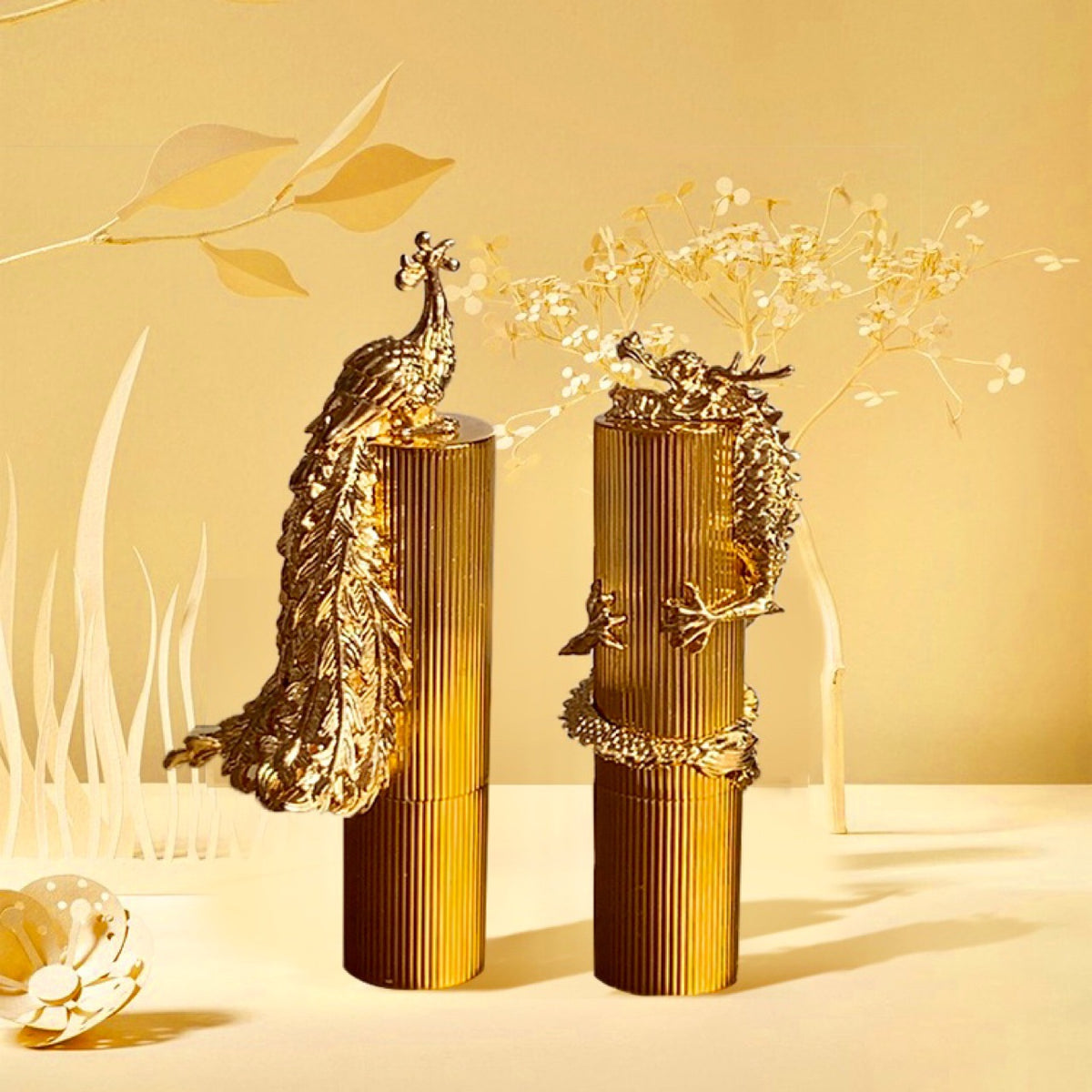 1pc Empty Lipstick Tube Metal 3D Gold Phoenix Lipstick Bottle 12.1mm DIY Makeup Packaging Lip Balm Tube