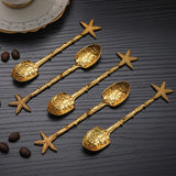 Golden Dragonfly Flower Bird Starfish 11CM Mini Spoon Teaspoon