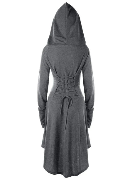 Archer's Goblincore Hooded  Lace Up Tunic Dress