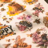 3 sheets A5 Bee RUB ON Transfer Stickers Scrapbooking Junk Journal DIY Crafts