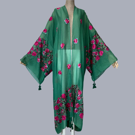 Rose's Embroidered Bohemian Cover Up Kimono