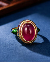 Carmellia's Corundum Enamel Matching Jewellery 925 Sterling Silver Ring, Earrings, Necklace