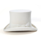 18cm Tall White Wool Felt Top Hat Satin Lined