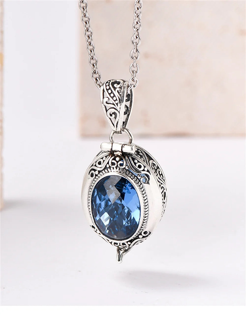 The Secret Keeper's S925 Sterling Silver Locket Pendant Zircon Crystal