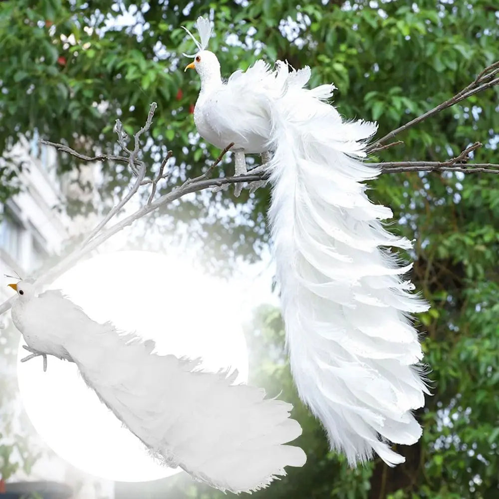 White Peacock Light Weight Christmas Tree Decoration