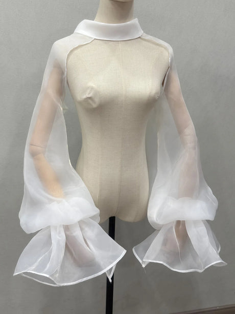 Chiffon Full Sleeves Shoulder Neck Covers Cosplay Dance Performance Wear