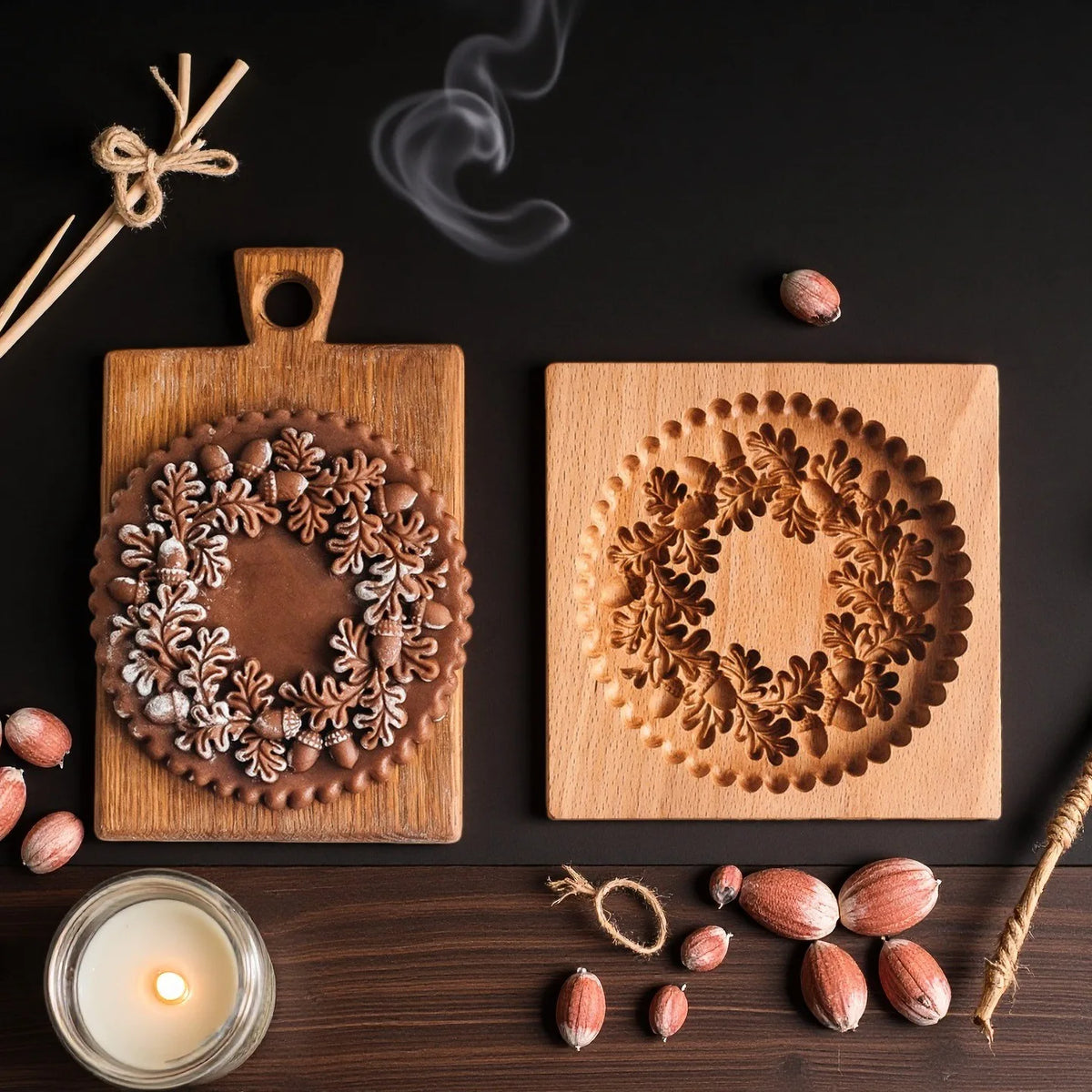 Even More Wooden Cookie Moulds Embossed Biscuit Press Cutter Moulds, Fish, Tiger, Horse, Squirrel, Seasonal