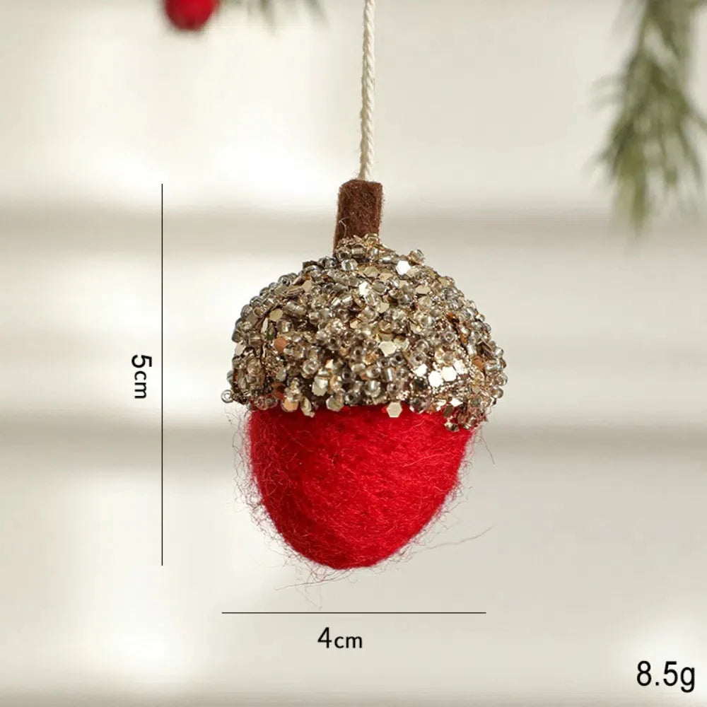 Wool Felt Glittery Acorn Ornaments Christmas Tree Hanging Decor